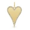 14k Gold Custom Elongated Pave Outline Heart Charm, Gold Heart Charm Pendant, Handmade Gold Diamond Heart Charm Pendant Jewelry