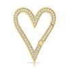 Elongated Heart Pave Clasp Charm, 14k Gold Diamond Heart Charm Holder, Gold heart Charm Holder, Handmade Gold Diamond Heart Charm Holder Jewelry
