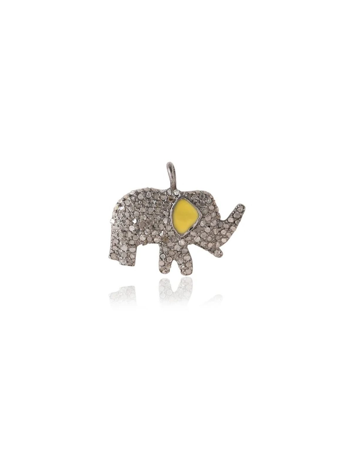 Pave Diamond Elephant charm for necklace in sterling silver 925. Minimalist elephant charm for bracelet / earring. Cute animal charm.