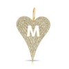 14k Gold Cutout Initial Medium Elongated Diamond Heart Charm, Gold Diamond Initial Letter Heart Charm, Gold Heart initial Letter Pendant, Gold Diamond Initial letter Heart Charm Pendant Jewelry