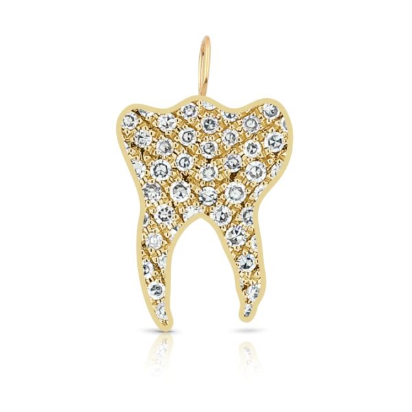 14k Gold White Coat Wonders Charm, Gold Diamond Teeth Charm, Diamond Teeth Charm, Handmade Gold Diamond White Coat Wonders Charm Jewelry