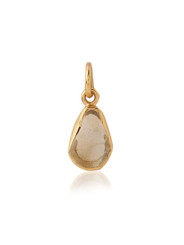 Citrine charm necklace silver 925. Dainty citrine necklace gold for women. Minimalist citrine charm neckalce in sterling silver.
