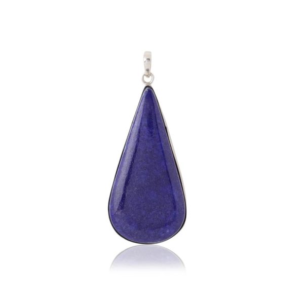 Lapis lazuli pendant in silver large crystal Pendant in silver for men and women. Statement stone Pendant in 925 silver