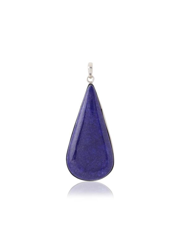 Lapis lazuli pendant in silver large crystal Pendant in silver for men and women. Statement stone Pendant in 925 silver