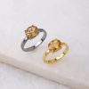 Citrine ring in silver 925. Oval crystal ring gold. Natural Gemstone Rings in solid silver. Statement Rings for women.