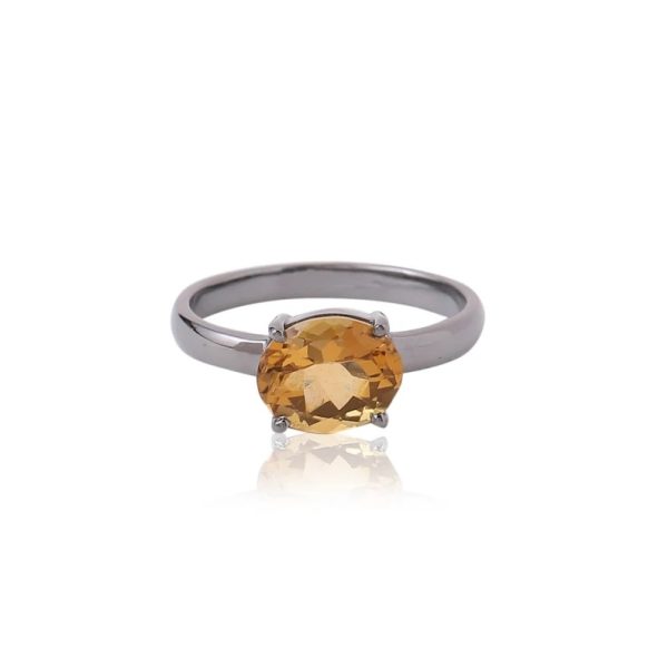 Citrine ring in silver 925. Oval crystal ring gold. Natural Gemstone Rings in solid silver. Statement Rings for women.