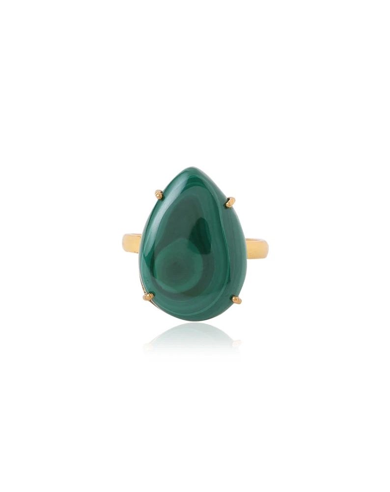 Malachite ring silver 925. Bohemian rings gold for women. Large natural malachite rings in solid silver. Statement rings for women.