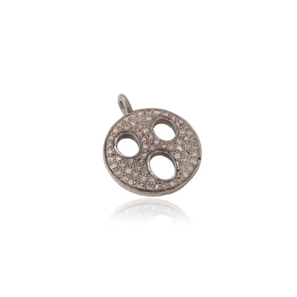 Pave diamond Smiley face charm / pendant. Surprised emoji face charm in silver and diamond. Sterling silver minimalist diamond charms.