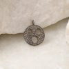 Pave diamond Smiley face charm / pendant. Surprised emoji face charm in silver and diamond. Sterling silver minimalist diamond charms.