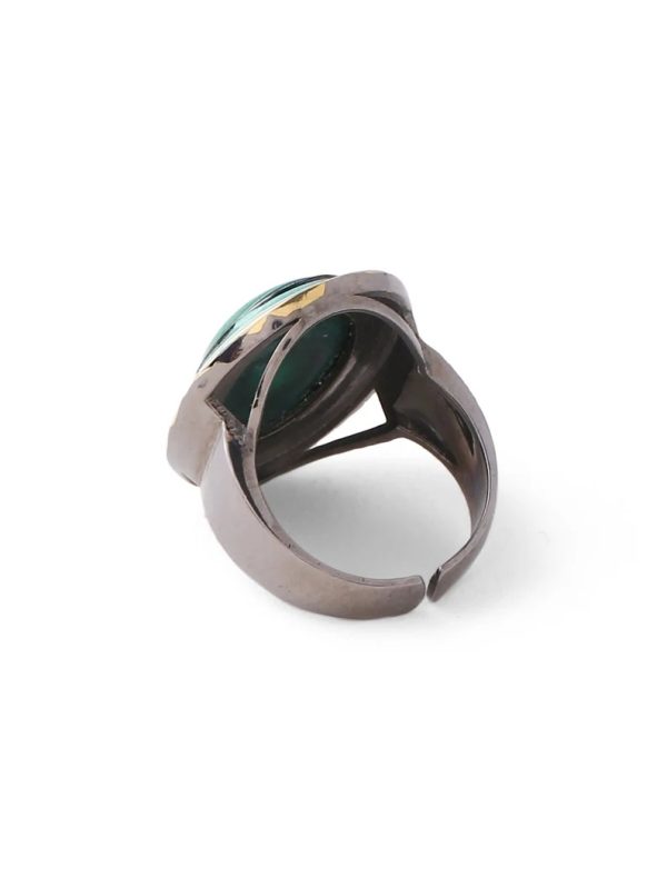 Malachite ring sterling silver. Statement bohemian ring in silver. Designer enamel ring. Solid silver malachite ring 925.