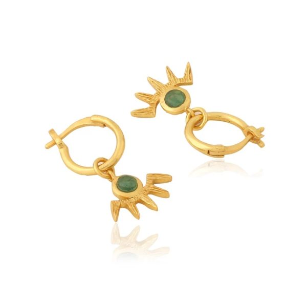 Dangle and drop Charms earrings in gold plated 925 silver for women and girls. Star, evil-eye, emerald earrings. Cute lightweight earrings
