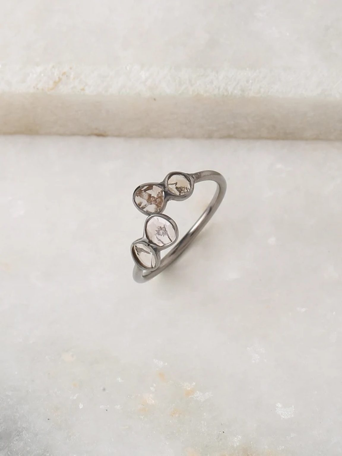 Uncut rose cut diamond ring in sterling silver. Minimalist diamond ring for women and girls. Casual diamond ring.