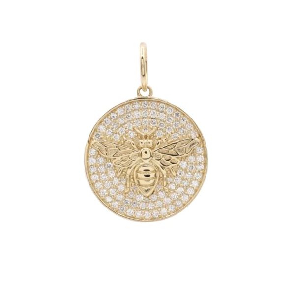 Diamond Insect Charm Pendant, Pave Diamond Insect Charm Pendant Jewelry, 14k Yellow Gold Insect Charm Pendant, Natural Diamond Charm