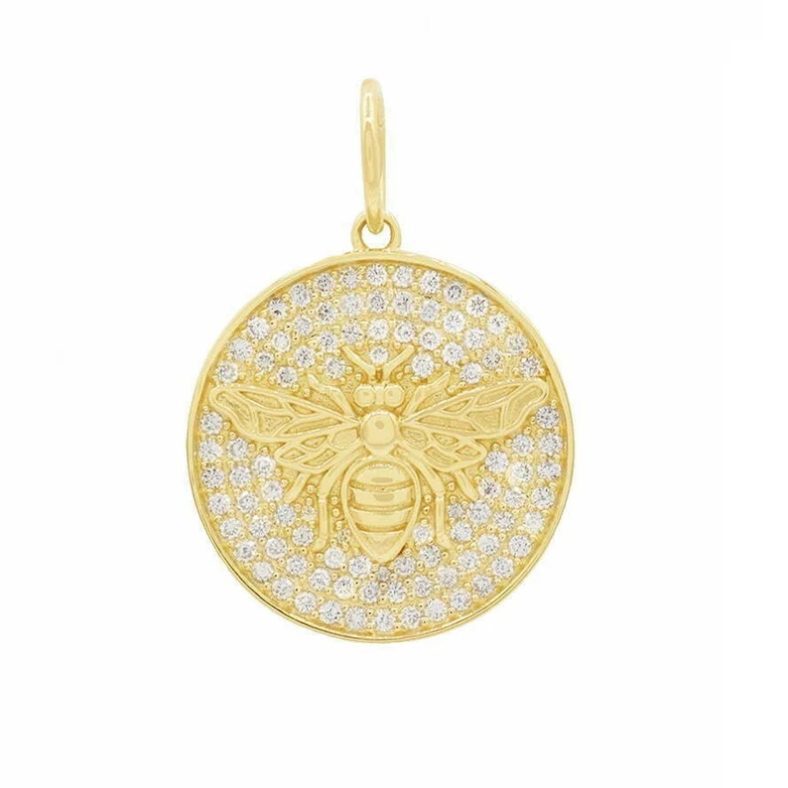 Diamond Insect Charm Pendant, Pave Diamond Insect Charm Pendant Jewelry, 14k Yellow Gold Insect Charm Pendant, Natural Diamond Charm