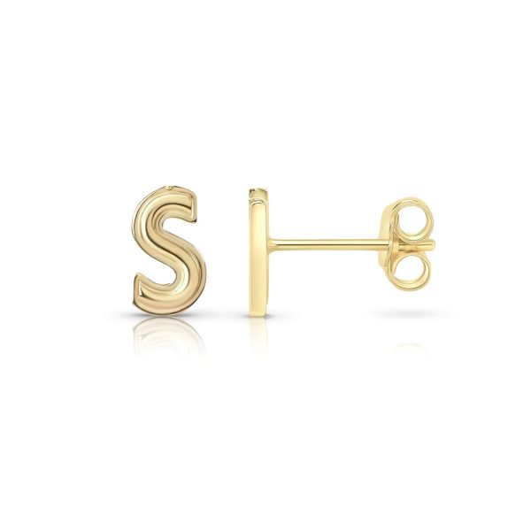 Gold Helium Solid Outline Initial Stud, Gold Letter Stud, Initial Letter Stud, Handmade Gold Initial Letter Stud Earrings
