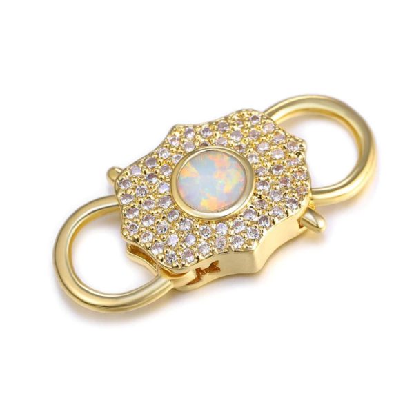 Silver Diamond With Opal Gemstone Shape Padlock, Diamond Padlock, Silver Padlock, Silver Padlock, Opal Padlock Jewelry