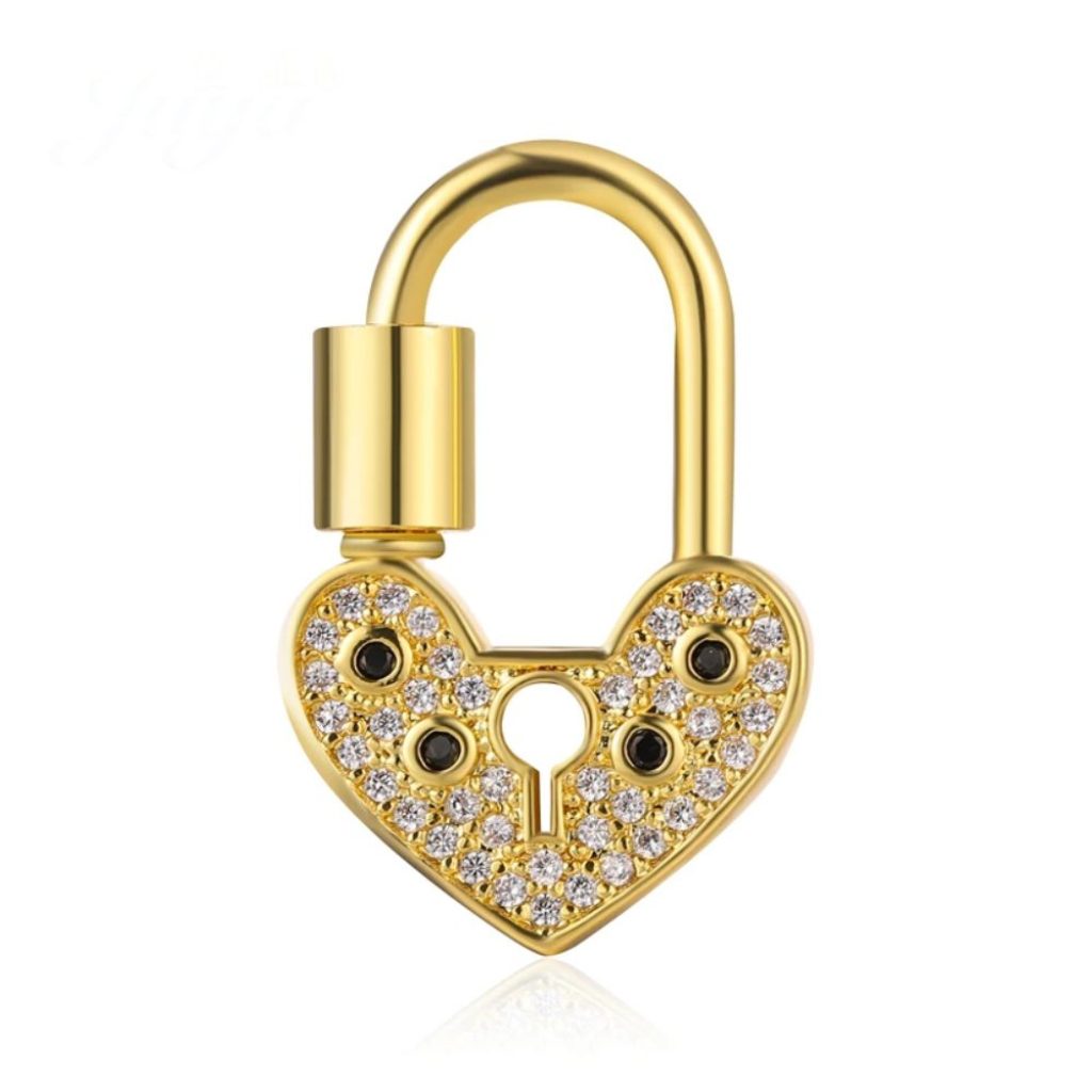 Sterling Silver Diamond Heart Shape Carabiner Lock Jewelry, Silver Diamond Heart Carabiner Lock, Heart Carabiner Lock, Handmade Sterling Silver Diamond Heart Carabiner Lock Jewelry