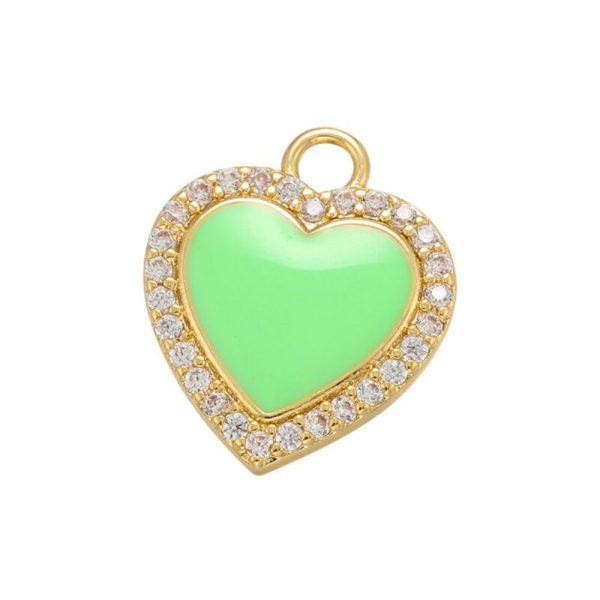 925 Sterling Silver Diamond Enamel Heart Charm Pendant, Silver Diamond Enamel Heart Charm Pendant, Handmade Silver Diamond Enamel Heart Charm Pendant Jewelry