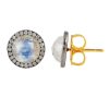 Diamond Stud Earrings, Pave Diamond Minimalist Stud Earrings, Sterling Silver Stud Earrings, Rainbow Moonstone Mini Stud Earrings