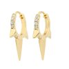 Diamond Pave Earrings, Pave Diamond Spike Earrings, Diamond Gold Spike Hoop Earrings, Yellow Gold Earrings Birthday Gift Women