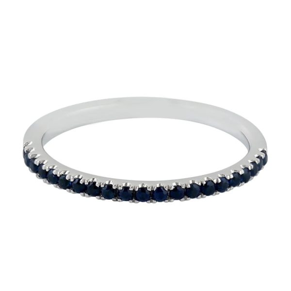 Blue Sapphire Eternity Band, Gemstone Eternity Ring Band, Handmade Ring Jewelry, 14k White Gold Ring, Wedding Engagement Band Ring,