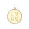 Pave Diamond Pendant, Diamond Love Pendant Jewelry, 14k Yellow Gold Pendant, Gold Diamond Charm Pendant Anniversary Gift Women