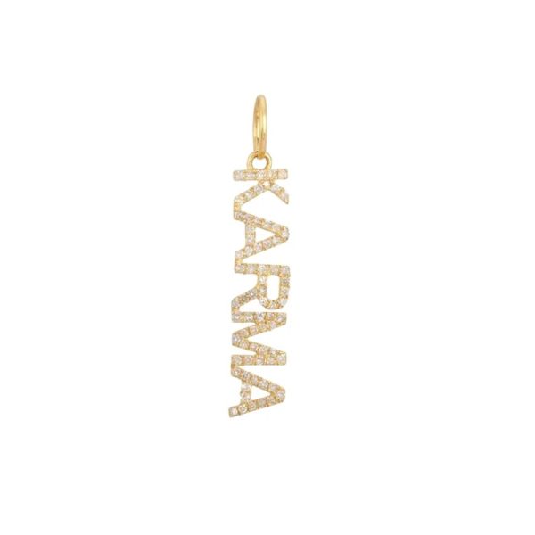 Diamond Karma Pendant, Pave Diamond Karma Pendant Jewelry, 14k Yellow Gold Charm Pendant, Gold Diamond Pendant for Christmas Gift