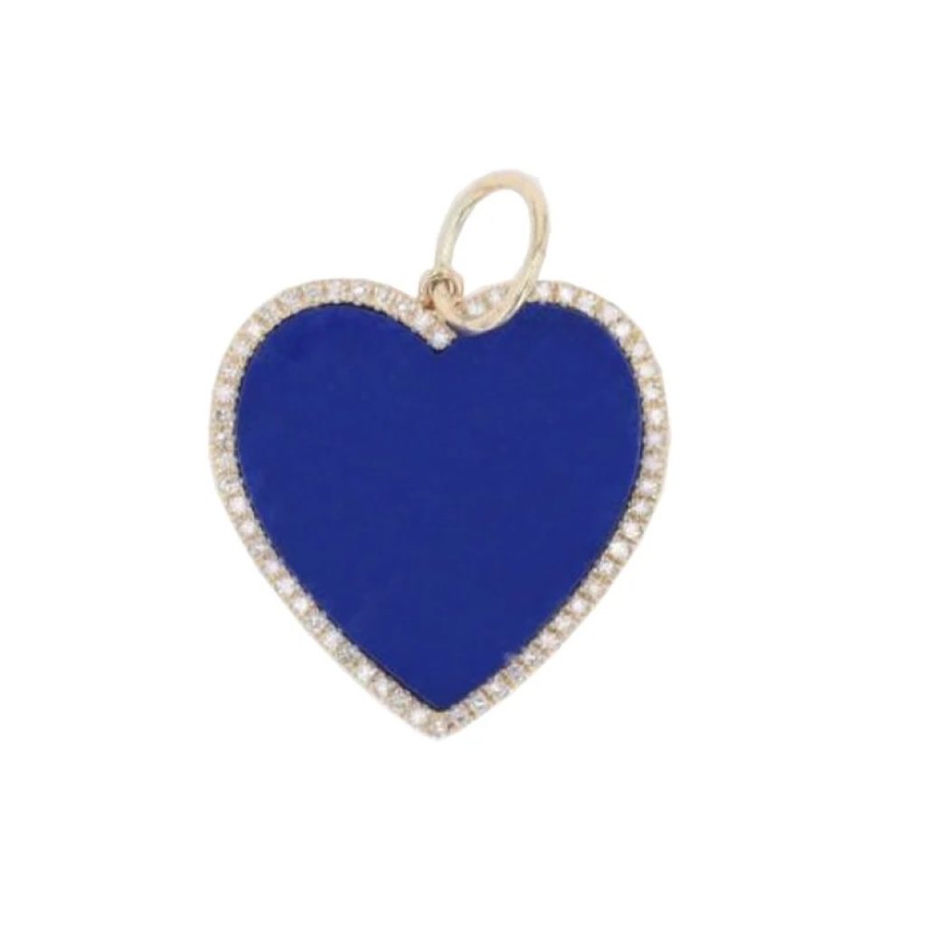 Pave Diamond Pendant, Diamond Heart Pendant, Diamond Heart Charm, 14k Yellow Gold Charm Pendant, Mother of Pearl Charm Pendant Gift
