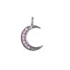Pink Sapphire Charm, Pink Sapphire Crescent Moon Charm, 925 Silver Charm Pendant, Gemstone Crescent Moon Pendant for Birthday Gift