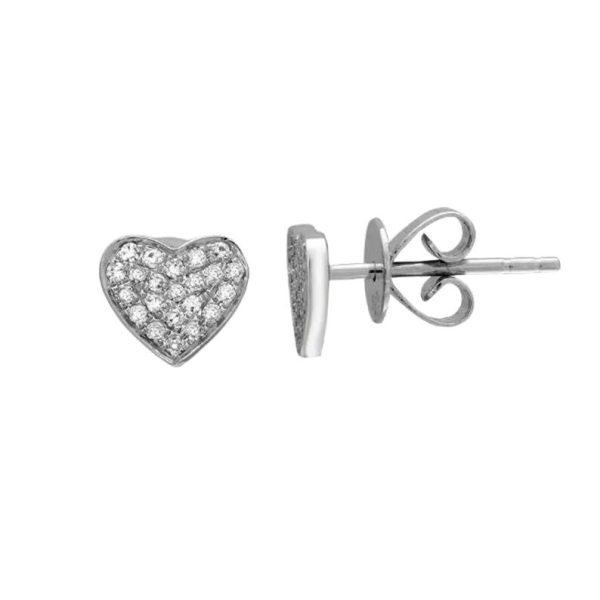 Pave Diamond Studs, Diamond Pave Heart Studs, Diamond Mini Stud Earrings, 14k Yellow Gold Minimalist Stud Earrings Anniversary Gift