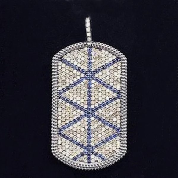 Diamond Charm Pendant, Pave Diamond Pendant, 925 Sterling Silver Pendant, Diamond Blue Sapphire Pendant, Diamond Charm Birthday Gift