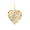 Diamond Heart Pendant, Pave Diamond Pendant, 14k Yellow Gold Cross Charm, Diamond Cross Heart Pendant for Love, Yellow Gold Pendant