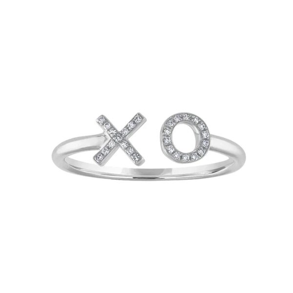 Diamond Pave Ring, Pave Diamond XO Ring, 14k Yellow Gold Diamond XO Ring for Women, Gold Women Ring Jewelry for Halloween Day Gift