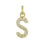 Pave Diamond Initial S Charm, 14k Yellow Gold Letter Charm, Alphabet S Diamond Pendant, Diamond Word Name Charm Birthday Gift