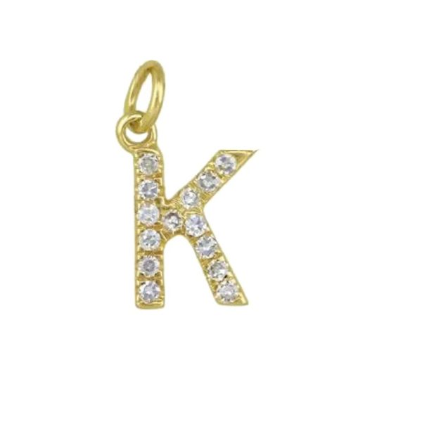 Pave Diamond Alphabet K Charm, 14k Yellow Gold Letter Charm, Pave Diamond Initial "K" Pendant , Word Name Charm Birthday Gift