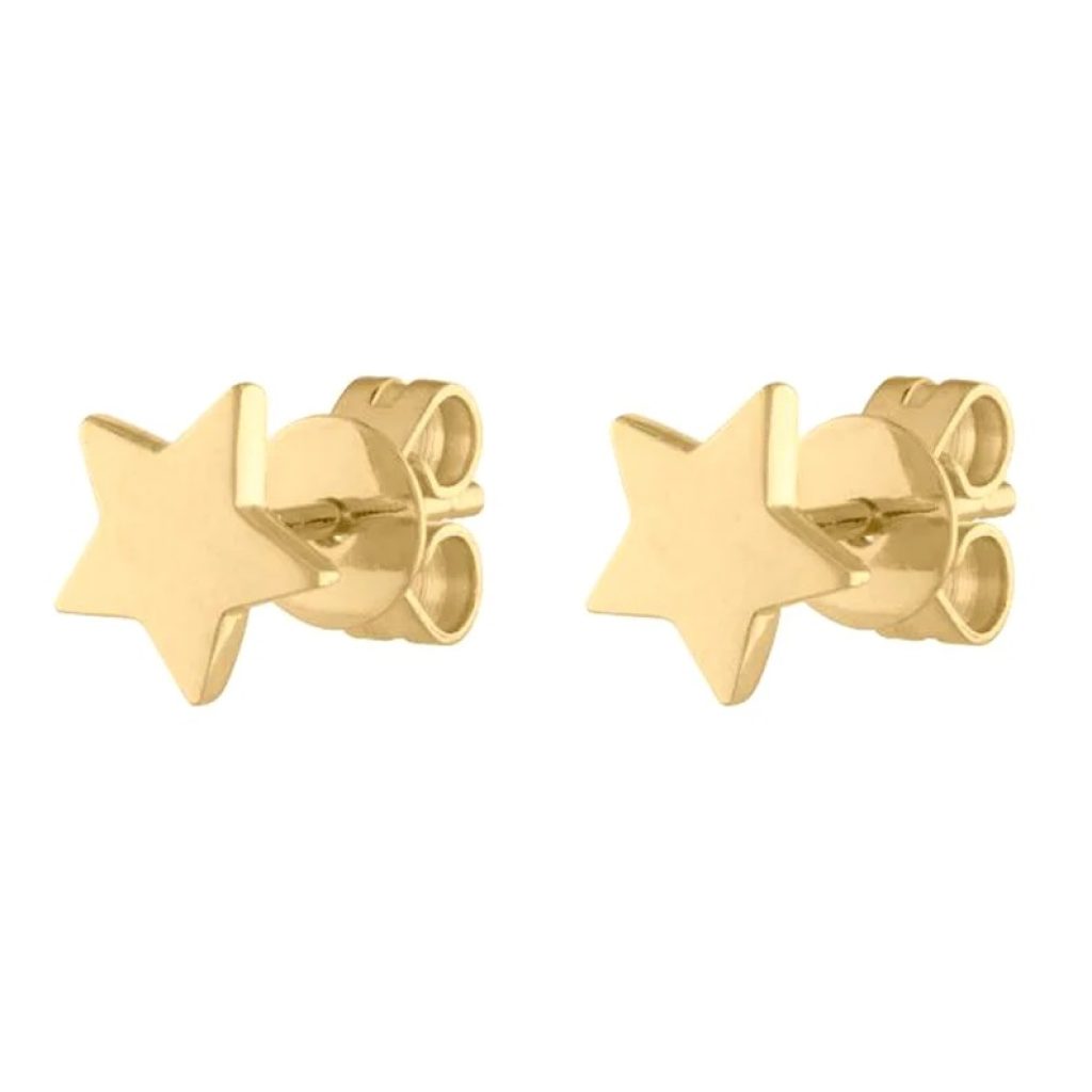 Plain Gold Minimalist Star Studs, Yellow Gold Star Stud Earrings, Gold Mini Stud Earrings, 14k Yellow Gold Star Mini Earrings Women
