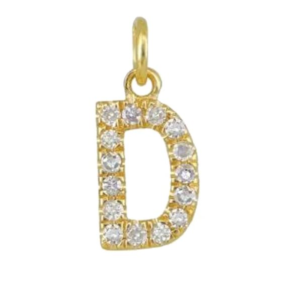 Custom Diamond Name Charm, 14k Yellow Gold Charm Pendant, Pave Diamond Initial Letter D Pendant, Personalize Name Monogram Charm