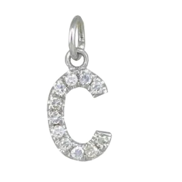 Custom Diamond Name Charm, 14k Yellow Gold Charm Pendant, Pave Diamond Initial Letter C Pendant, Personalize Name Monogram Charm
