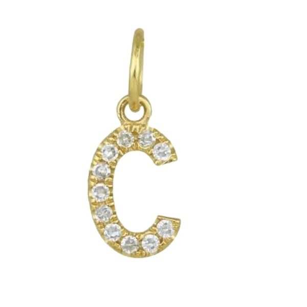 Custom Diamond Name Charm, 14k Yellow Gold Charm Pendant, Pave Diamond Initial Letter C Pendant, Personalize Name Monogram Charm