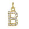 14k Yellow Gold Charm Pendant, Pave Diamond Charm Pendant, Handmade Initial Letter B Pendant, Personalize Name Minimalist Pendant