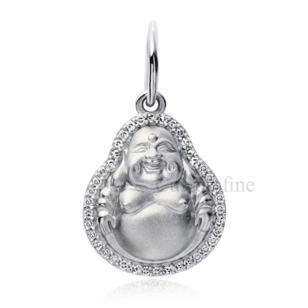 925 Sterling Silver Diamond Buddha Charm pendant, Silver Buddha Pendant, Handmade Silver Buddha Diamond Pendant jewelry, Silver Pendant