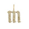 Diamond Gothic M Pendant, Pave Diamond Initial M Pendant, Pave Diamond Mini Charm Pendant, 14k Yellow Gold Gothic Letter Sign Charm