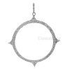 925 Sterling Silver Diamond large Circle Pendant, Silver large Circle Charm, Large Circle Pendant, Diamond Circle Charm jewelry