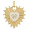 Pave Diamond Heart Pendant, Diamond Heart Shape Pendant, 14k Yellow Gold Diamond Pave Pendant, Diamond Ivory Enamel Pendant