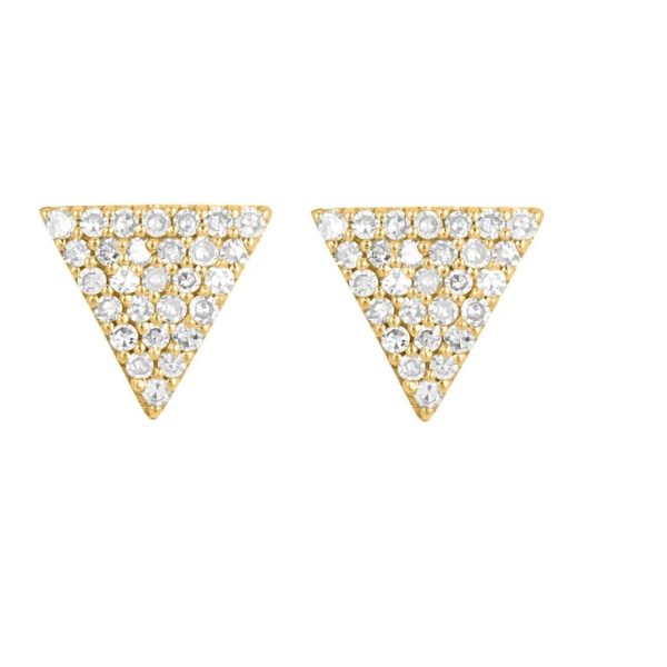 Pave Diamond Earrings, Diamond Triangle Stud Earrings, Diamond Mini Stud Earrings, Handmade Triangle Stud Sterling Silver Earrings
