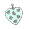 Pave Diamond Pendant, Diamond Pave Enamel Pendant, Turquoise Enamel Pendant, Handmade Heart Turquoise Enamel Pendant Jewelry Women