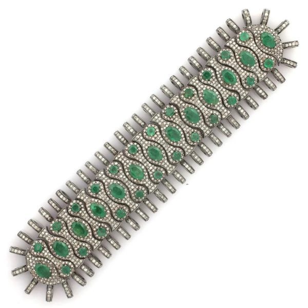 Diamond Thread Bracelet, Pave Diamond Macrame Bracelet, Handmade Emerald Thread bracelet, Silver Diamond Gemstone Emerald Woven Bracelet