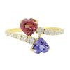 Yellow Gold Gemstone Heart Ring, Diamond Heart Shape Stone Ring, Diamond Engagement Heart Ring, Gold Ring, Valentine Day Gift,