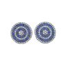 Blue Sapphire Mini Stud Earrings, Diamond Minimalist Studs, Diamond Gemstone Circle Stud Earrings, Handmade Stud Earring Gift Women