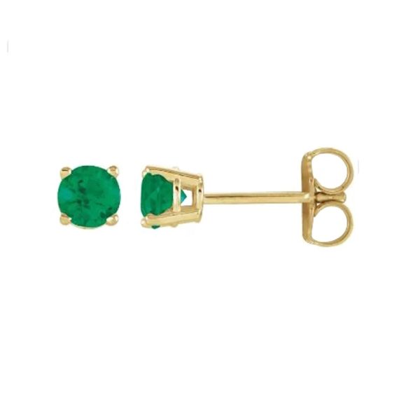 14k Yellow Gold Studs, Real Natural Emerald Stud Earrings, Gemstone Emerald Mini Stud Earrings, Emerald Minimalist Studs for Women,